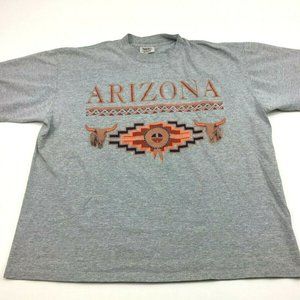 Vintage Arizona Tourist Souvenir Spellout Graphic Womens Large Grey SS T-Shirt